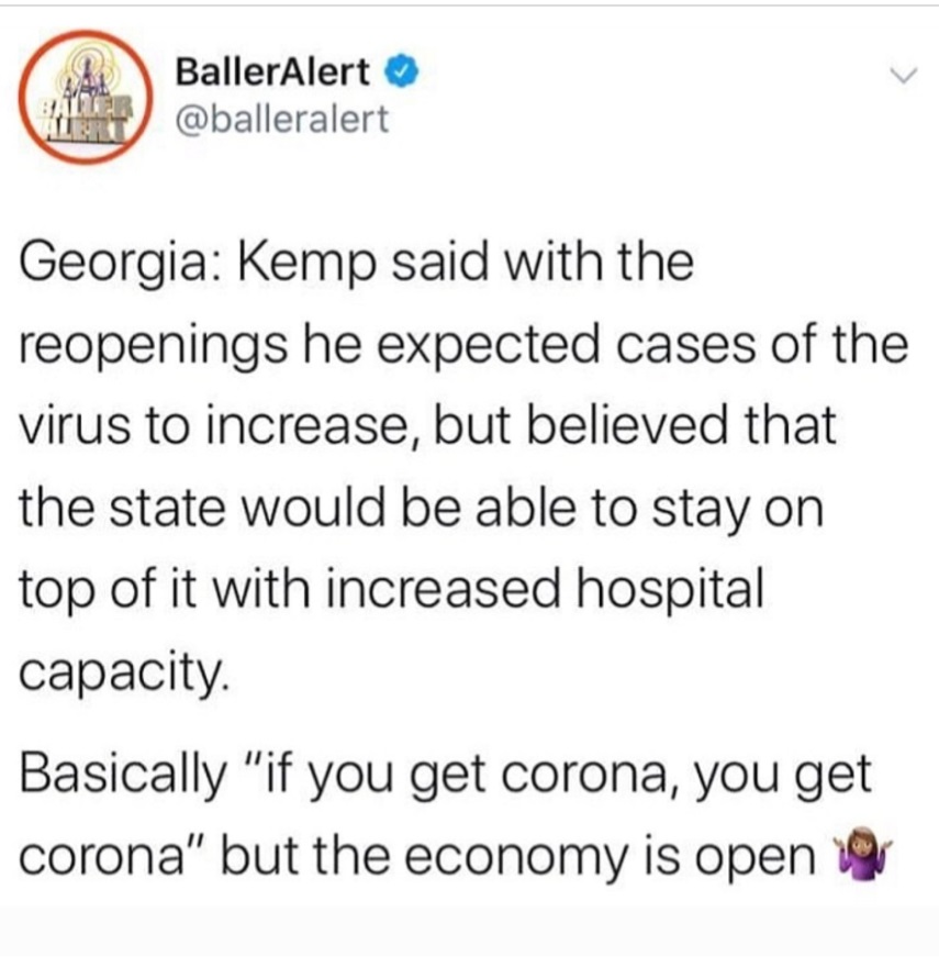 PHOTO Georgia Governor Says He Expects Cases To Increase By Re-Opening But That State Will Be Able To Handle It With Increased Hospital Capacity