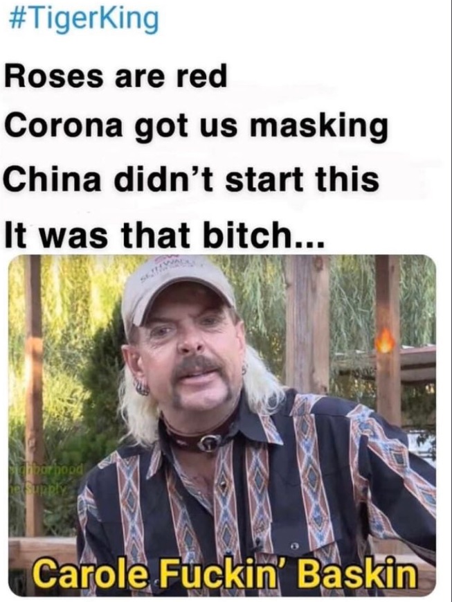 PHOTO Joe Exotic Blaming Carole Baskin For Starting Corona Virus Instead Of China