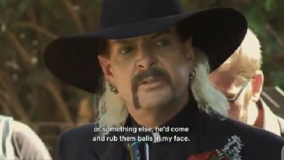 PHOTO Joe Exotic Talking About His Late Husbands Balls At His Funeral