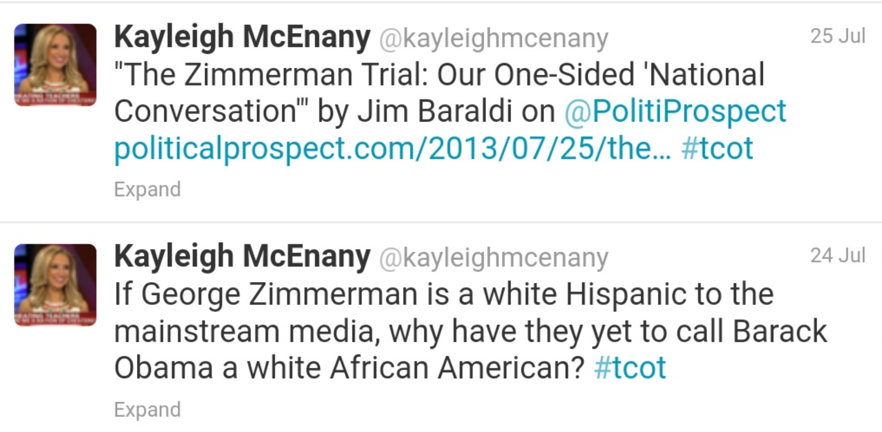 PHOTO Kayleigh Mcenany Praising George Zimmerman