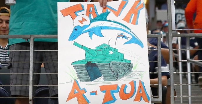 PHOTO Miami Dolphins Holding Tank For Tua Sign