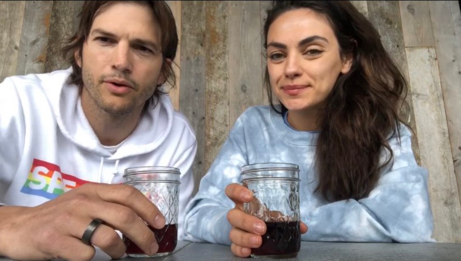 PHOTO Mila Kunis Drinking Charity Wine Out Of A Mason Jar