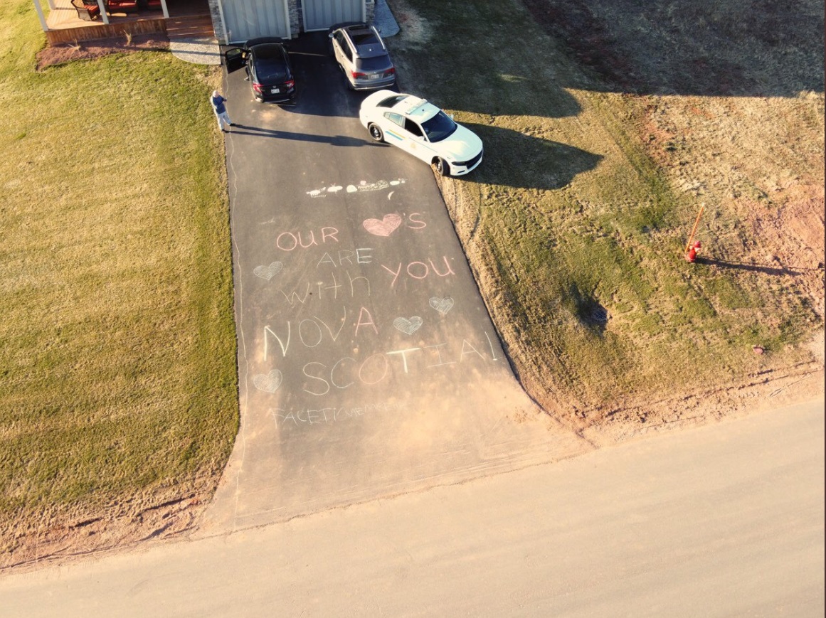 PHOTO Our Hearts Are With You Written In Chalk On Nova Scotia Sidewalk