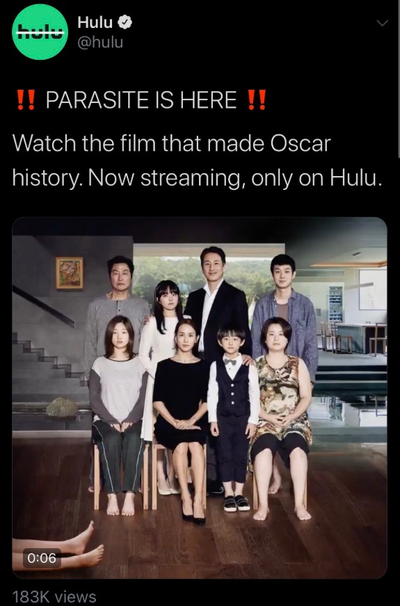 HOTO Parasite Is Now On Hulu