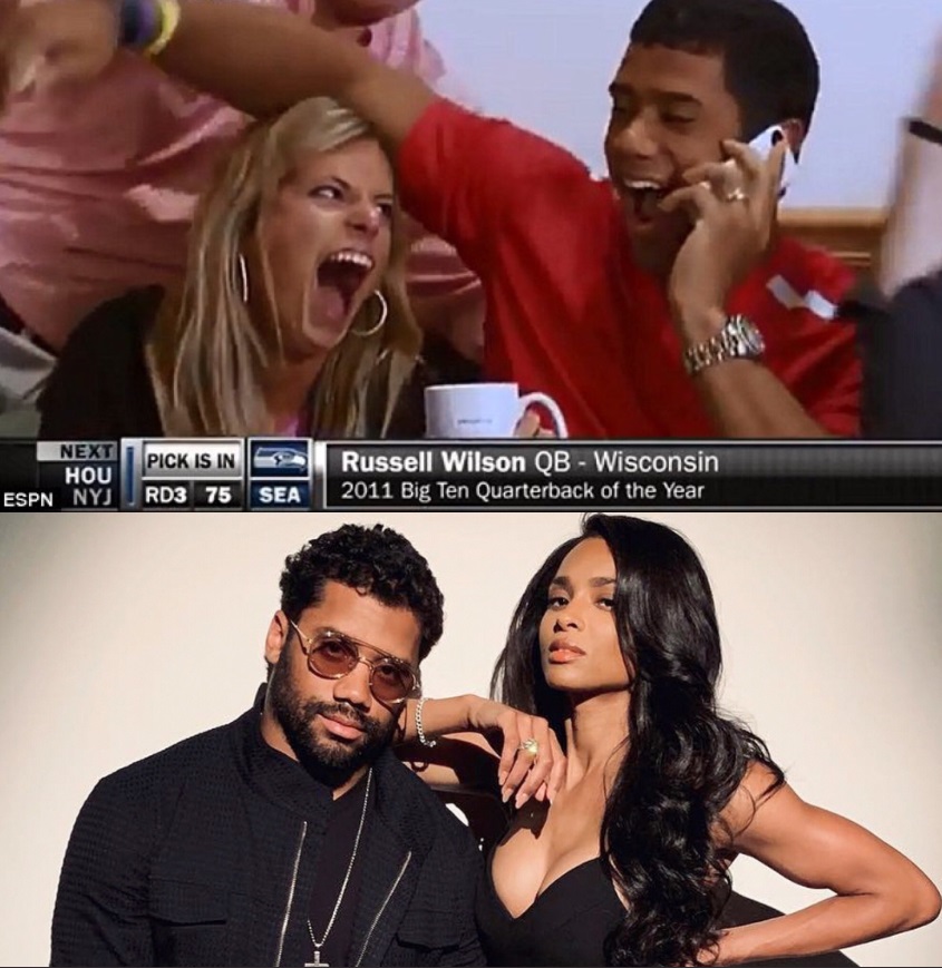 PHOTO Russell Wilson's Girlfriend Was Ready To Eat Him On Draft Night So He Married Ciara