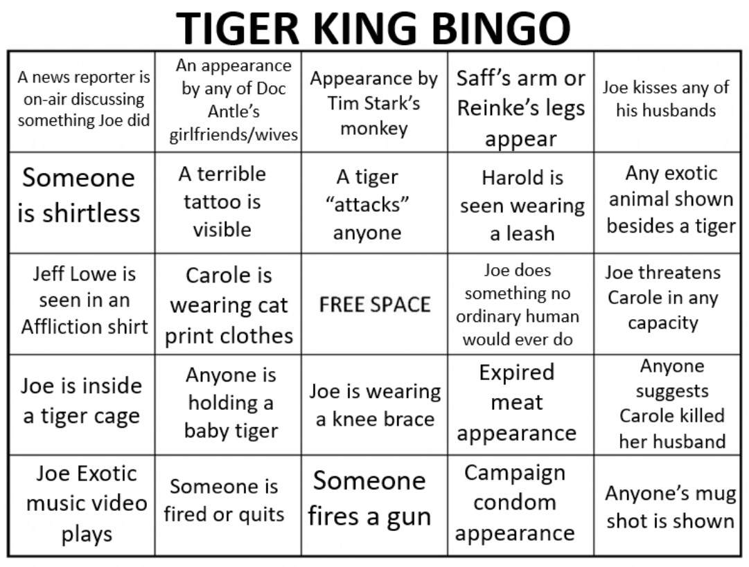 PHOTO Tiger King Bingo