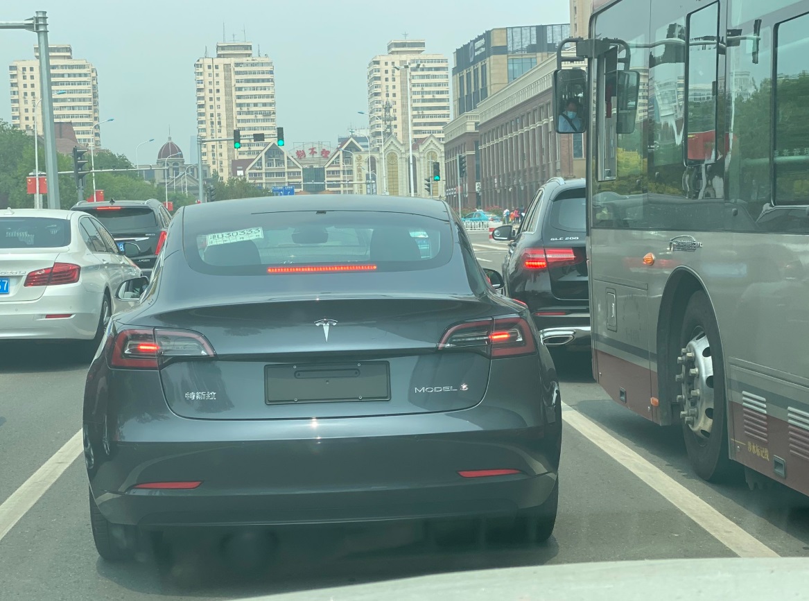 PHOTO Brand New Tesla Car On The Road In China