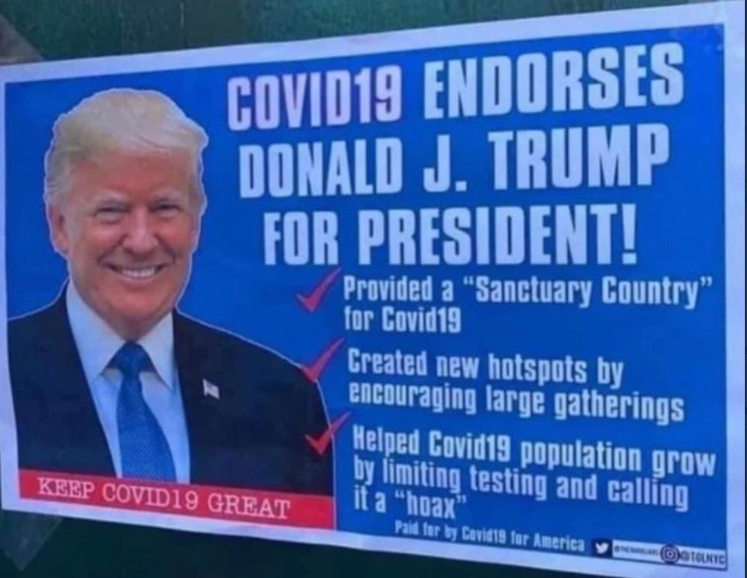 PHOTO COVID19 Endorses Donald Trump For President