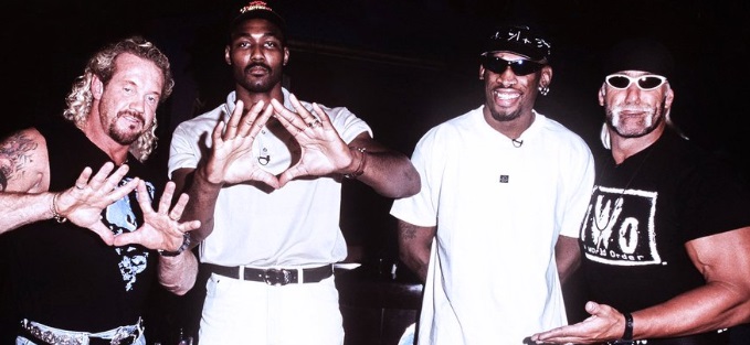 PHOTO Dennis Rodman And Karl Malone In WCW