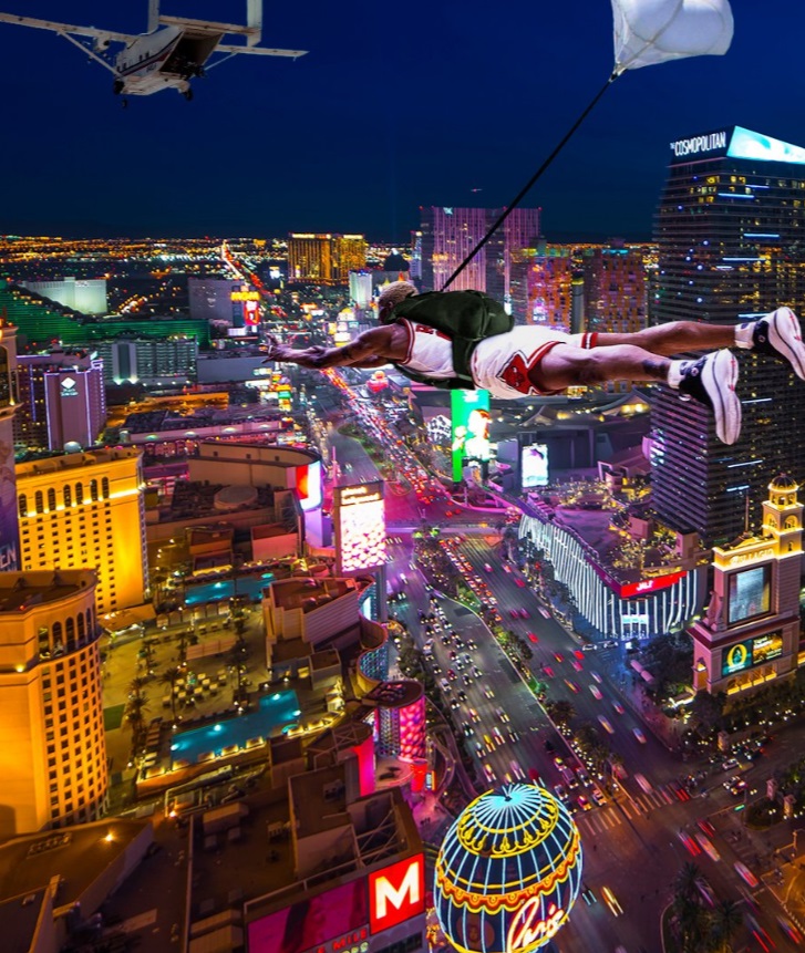 PHOTO Dennis Rodman Floating Above Las Vegas