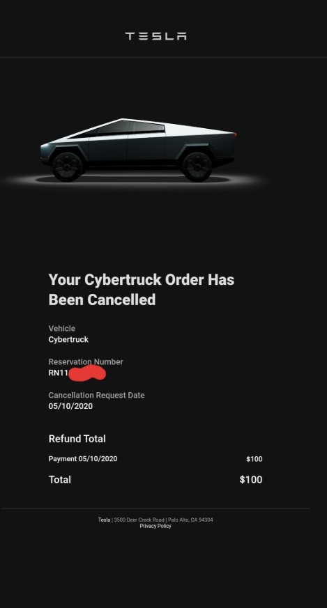 PHOTO Dozens Of People Cancelling Tesla Cybertruck Orders Over Elon Musk's Corona Virus Stance