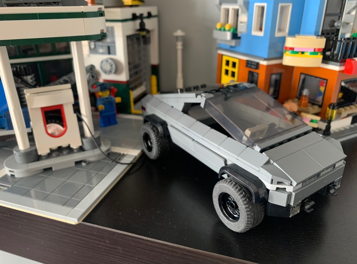 PHOTO Lego Tesla Cybertruck With Gas Station