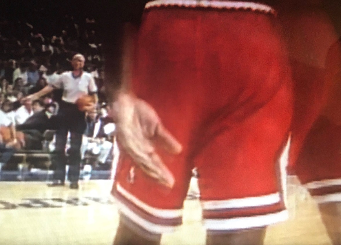 PHOTO Michael Jordan Wearing Backwards Shorts During Game