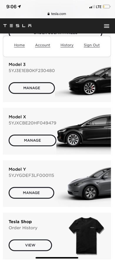 PHOTO New Tesla Shop Under Order History On Tesla's Website