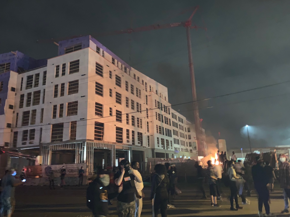 PHOTO Newly Constructed Unfinished Building In Danger Of Going On Fire From Minneapolis Protests