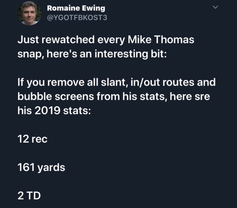PHOTO Only 12 Receptions In 2019 Were Not Slants Bubble Screen Or In Out Routes For Michael Thomas