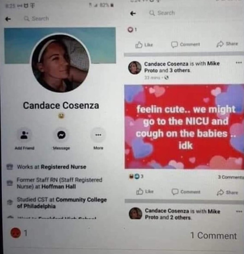 PHOTO Registered Nurse Goes On Internet To Say She's Going To Go Cough On Babies At The Hospital