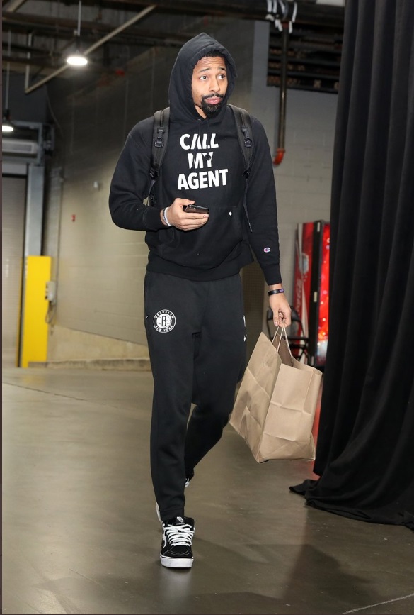 PHOTO Spencer Dinwiddie Wearing A Call My Agent Hoodie