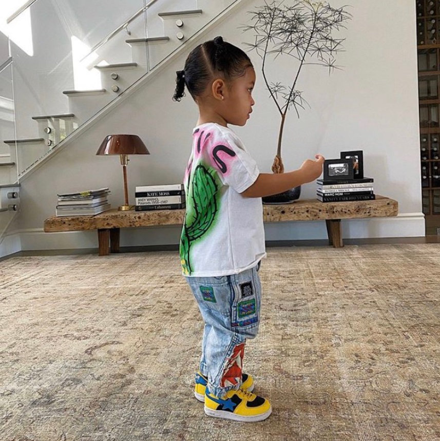 PHOTO Stormi Wearing Custom Travis Scott Jeans