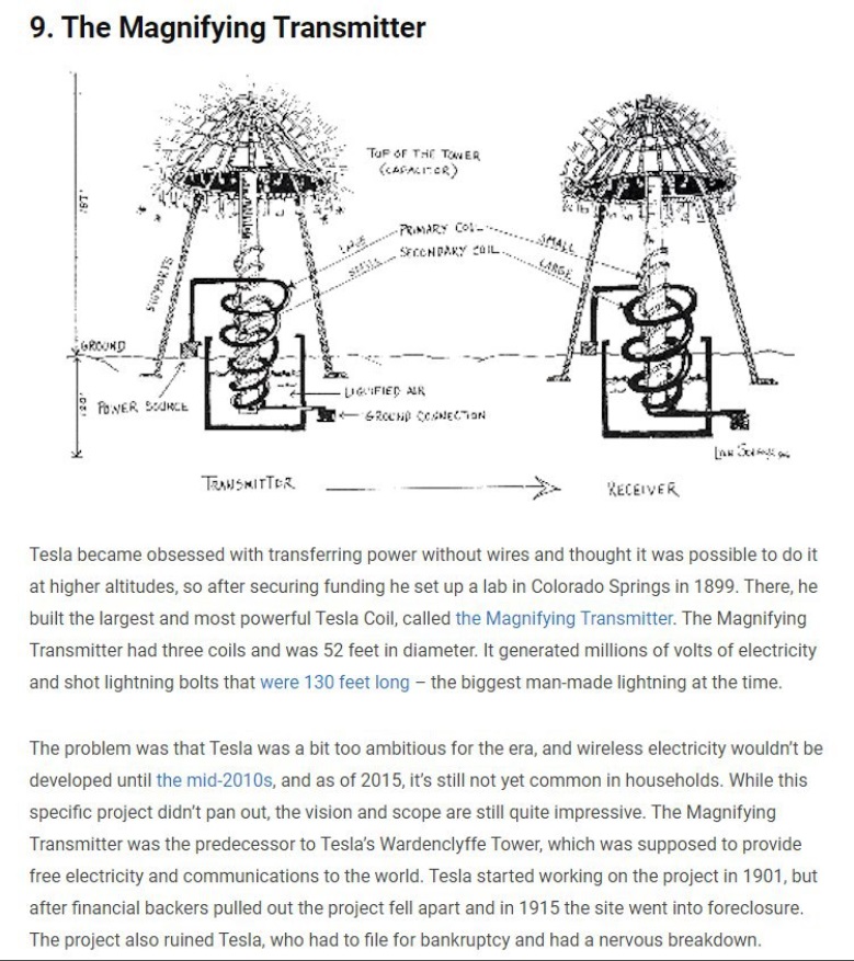 PHOTO Tesla's Plan To Transfer Electricity And Wireless