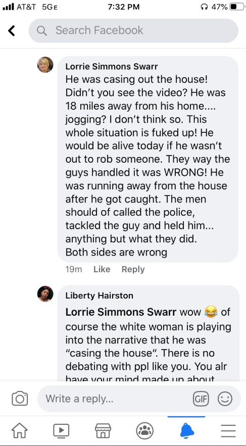 PHOTO Trump Supporter Arguing On Facebook About Ahmaud Arbery Situation