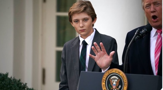 PHOTO Barron Trump Looking Very Sad While His Dad Yells At The Media