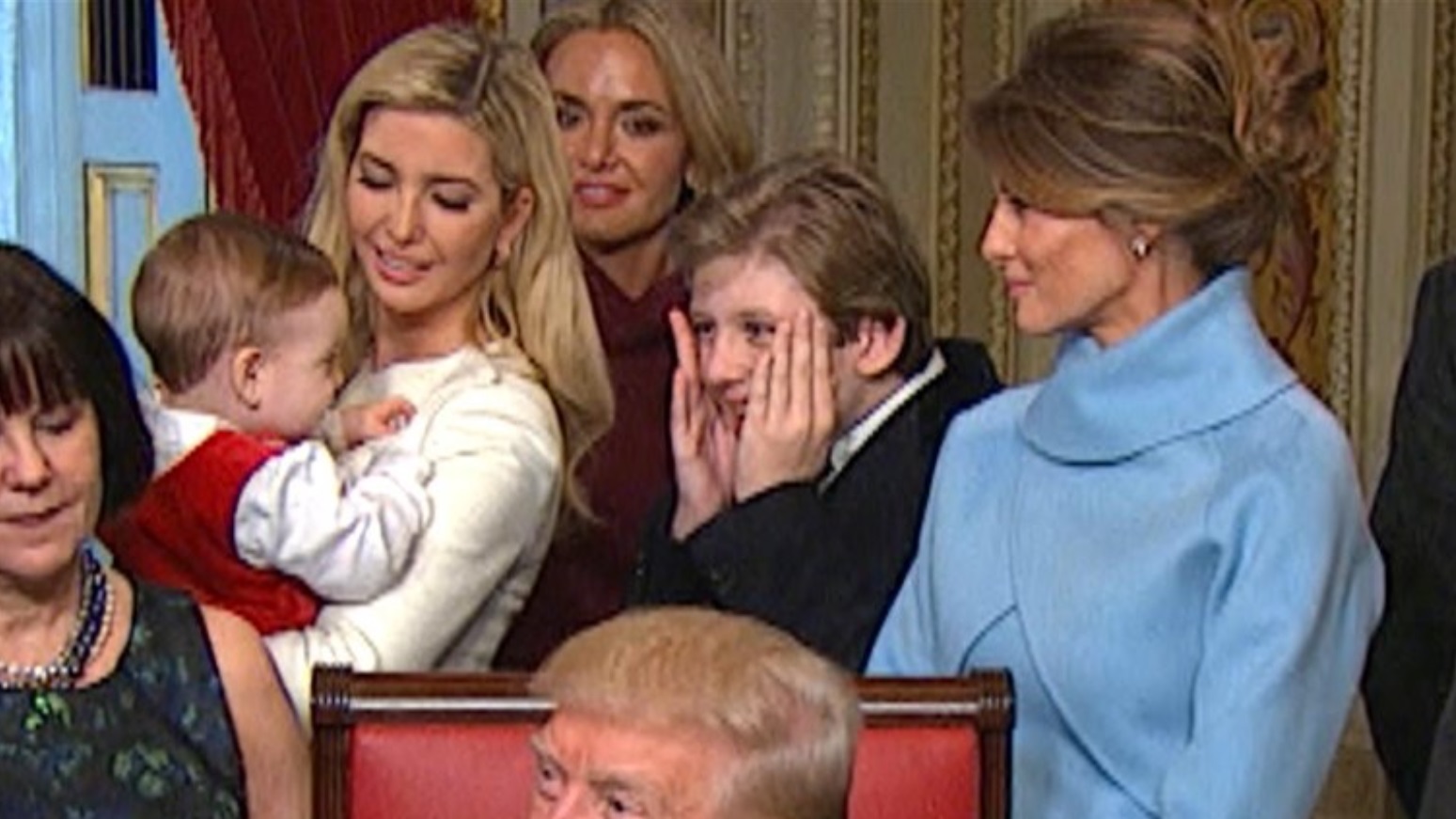 PHOTO Barron Trump Making Funny Faces At A Baby