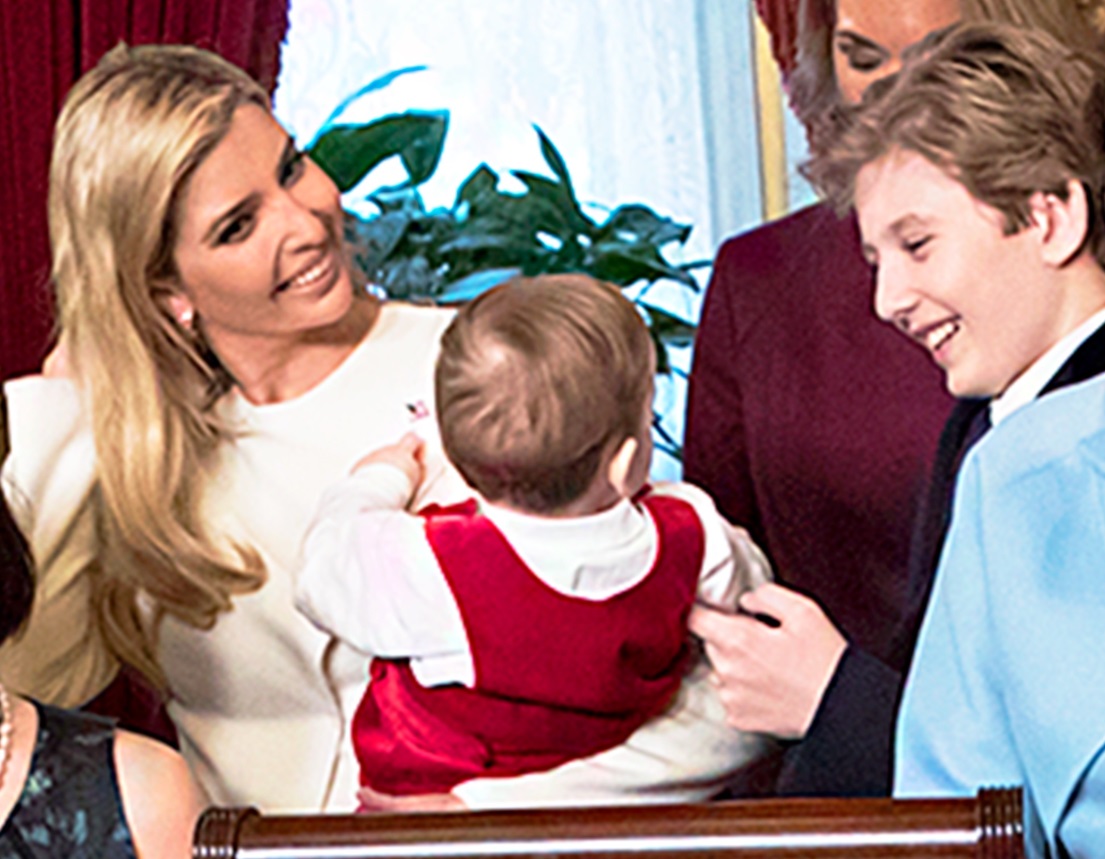 PHOTO Barron Trump Smiling At A Baby