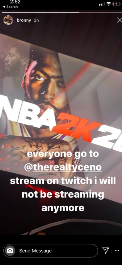 PHOTO Bronny Says He Won't Be Streaming Anymore Because He Got Booted