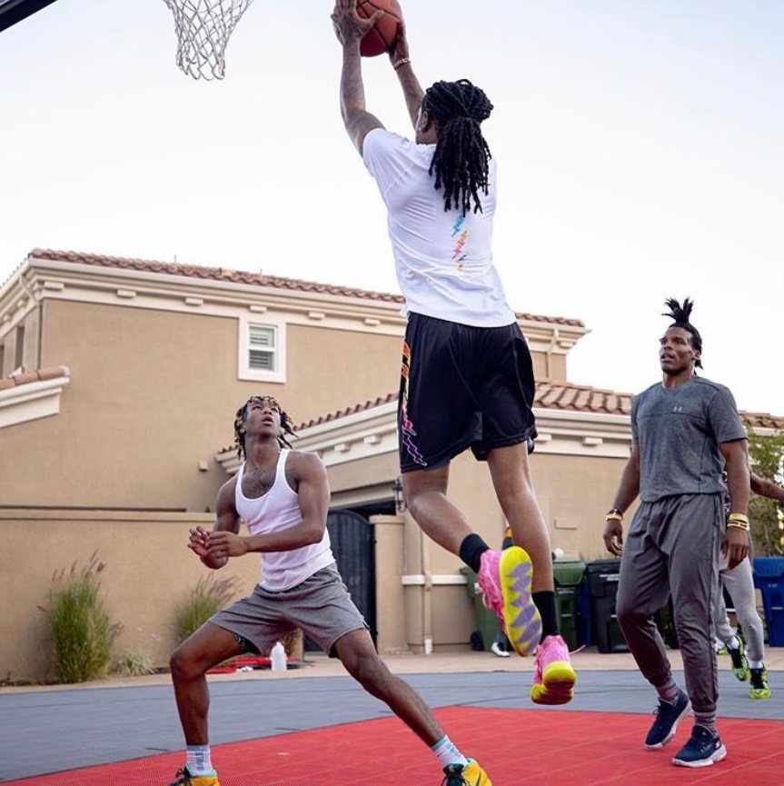 PHOTO Devion Smith Playing Basketball With Cam Newton