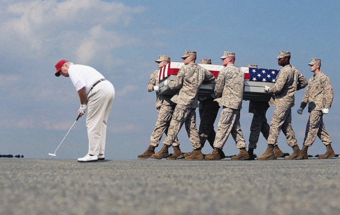 PHOTO Donald Trump Golfing While Troops Carry Casket Of US Solider