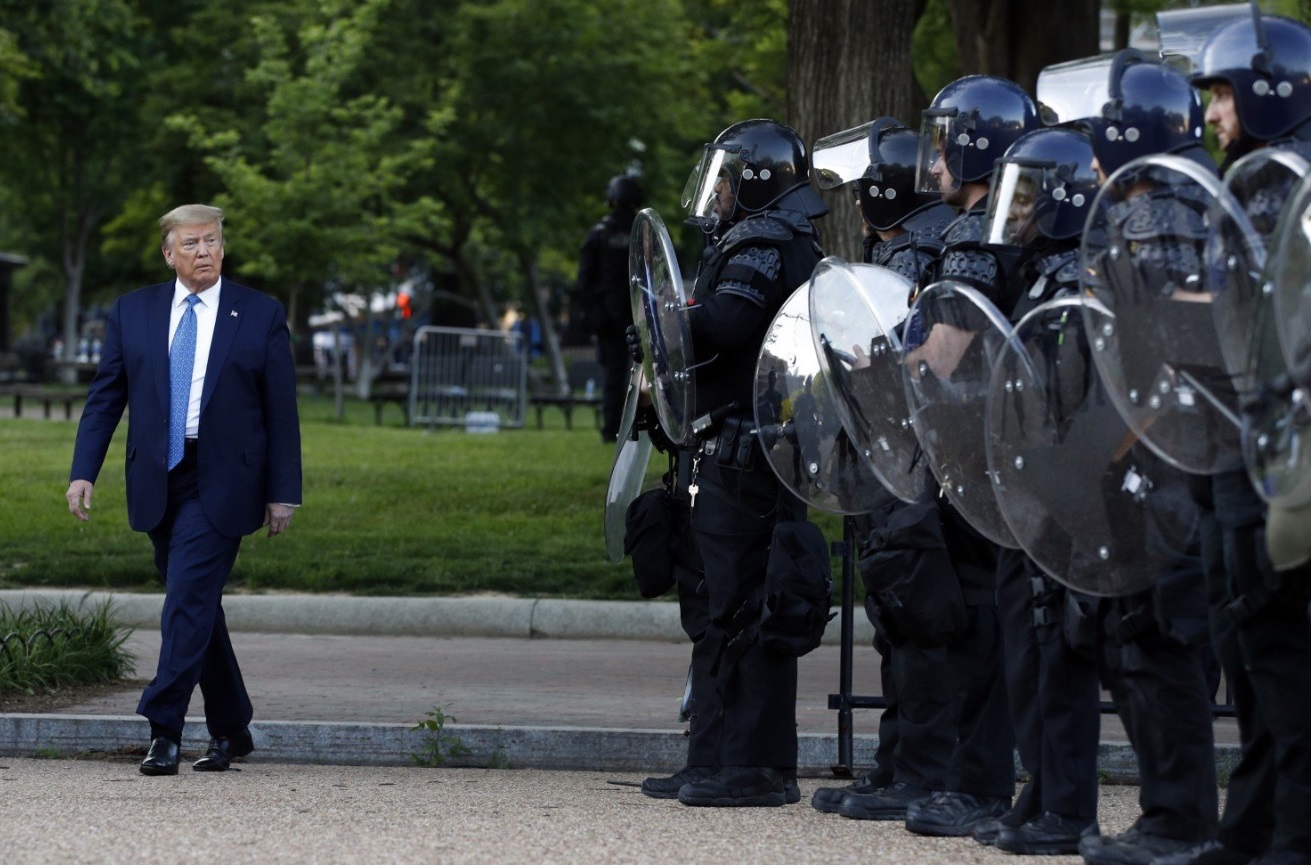 PHOTO Donald Trump Only Walking Outside In DC Now With Police Holding Shields