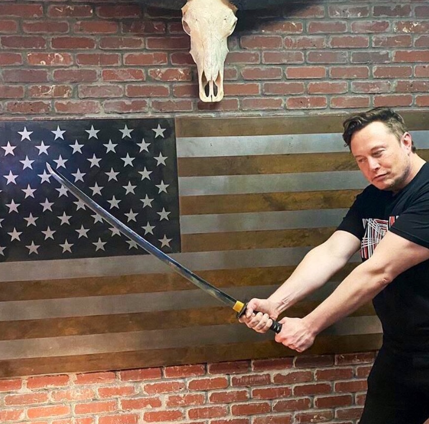 PHOTO Elon Musk Holding A Sword