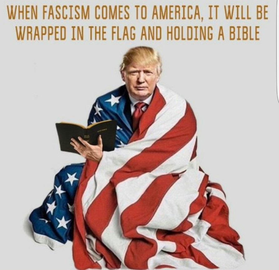 PHOTO Facist Donald Trump Wrapped In An American Flag