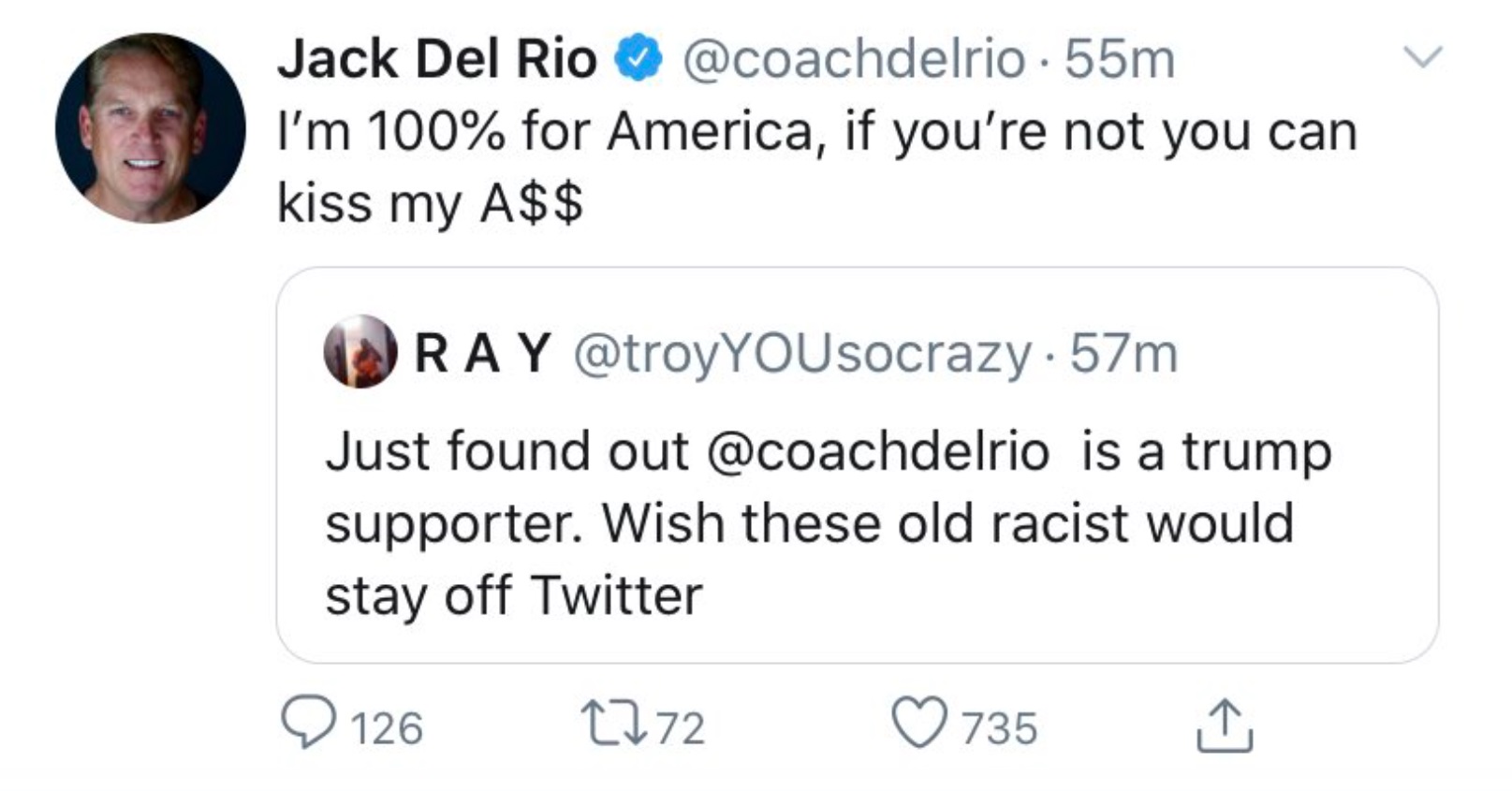 PHOTO Jack Del Rio Admits He's Racist