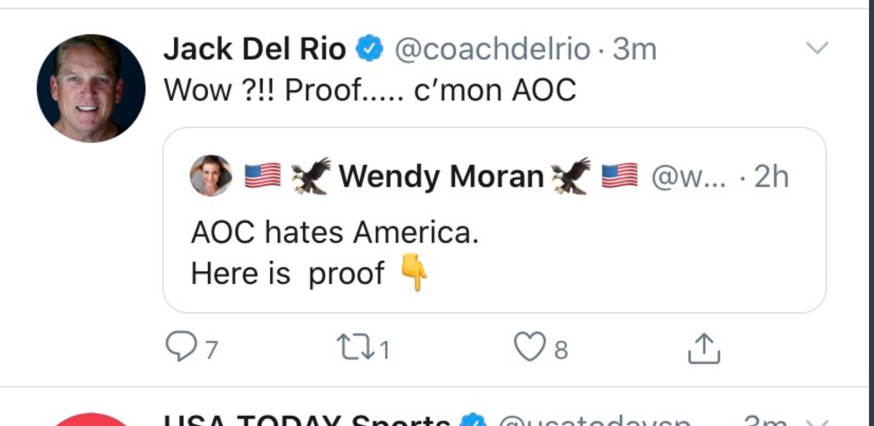 PHOTO Jack Del Rio Upset AOC Hates America