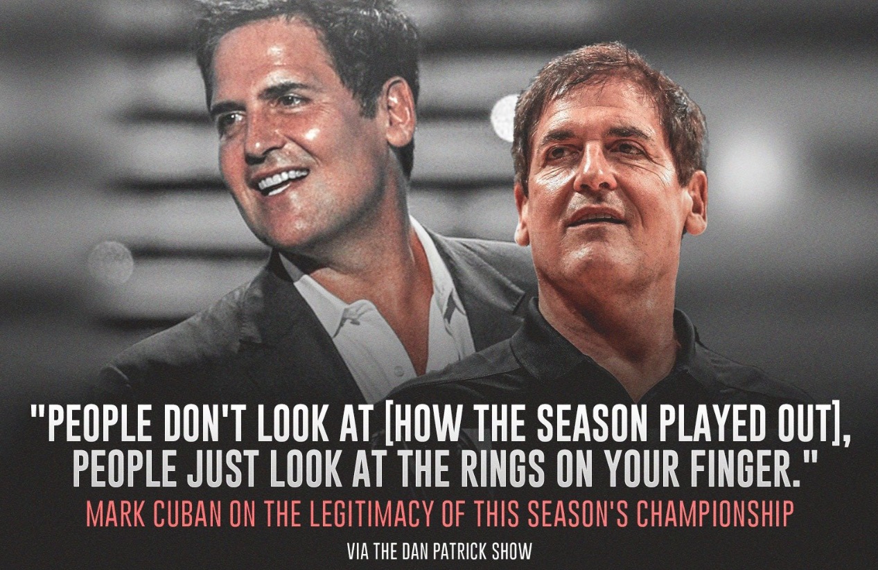 PHOTO Mark Cuban Says 2020 NBA Season Will Be Rememberd By The Rings On Champions Fingers Not How The Season Played Out