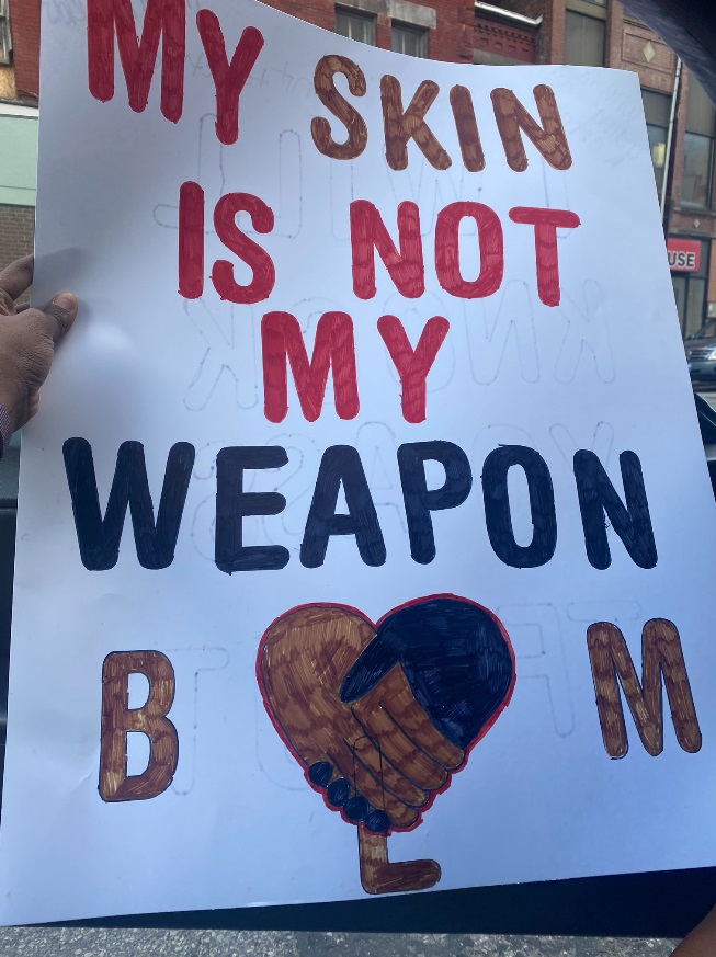 PHOTO My Skin Is Not My Weapon Black Lives Matter Sign