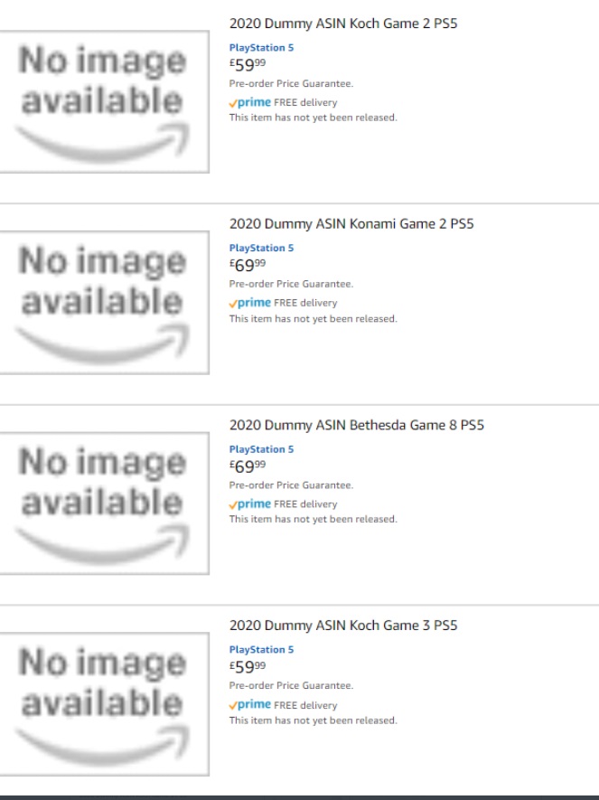 PHOTO PS5 Games Listed On Amazon For 69