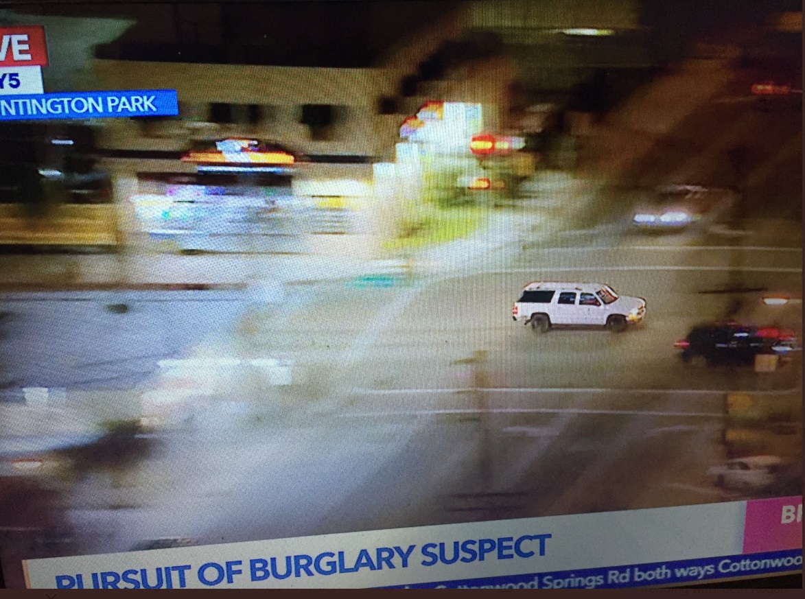 PHOTO SUV In Pursuit Driving 107 MPH On Surface Streets In Huntington Park