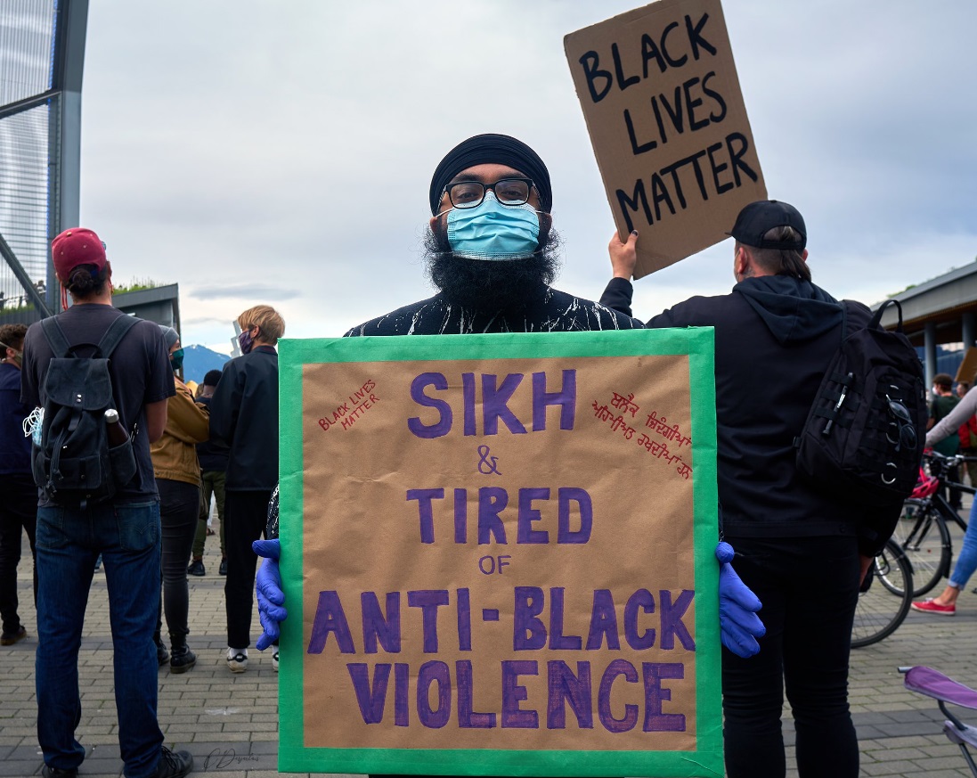 PHOTO Sikh and Tired Sign At BLM Protest In Vancouver