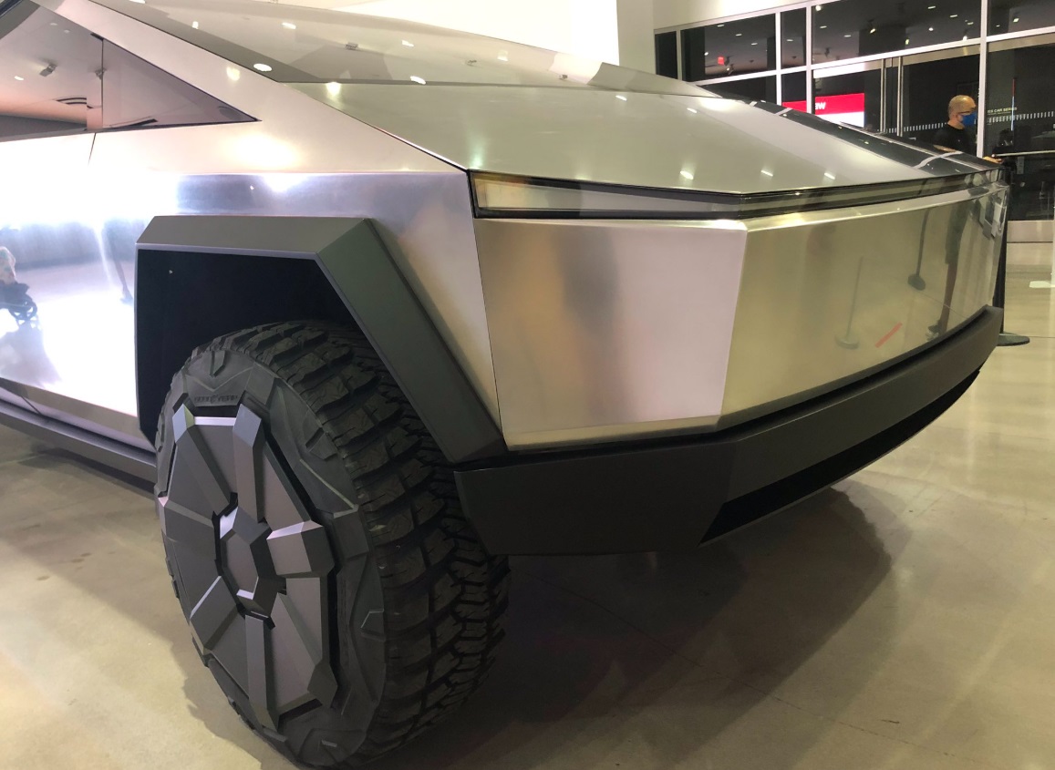 PHOTO Tesla Cybertruck Wheels Are So Large They Can Put A Hole In Your Garage Floor