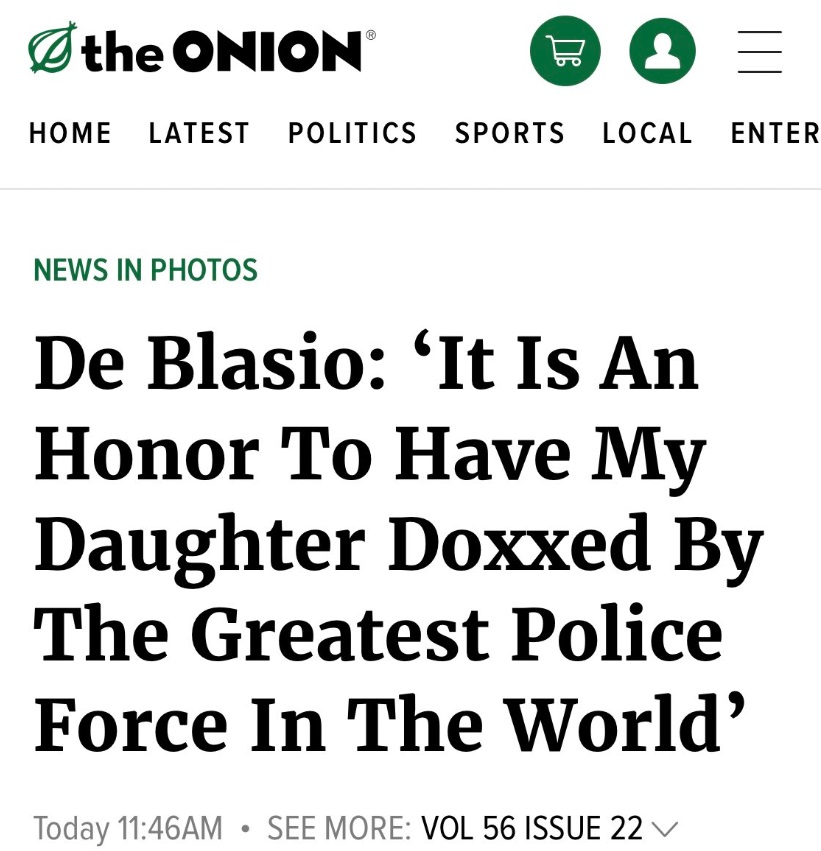 PHOTO The Onion Mocks De Blasio Over Protests