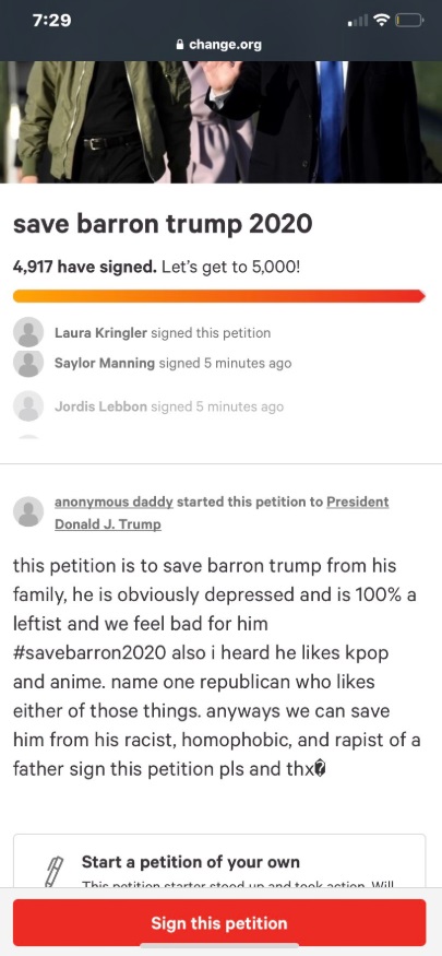 PHOTO There's A Petition To Save Baron Trump