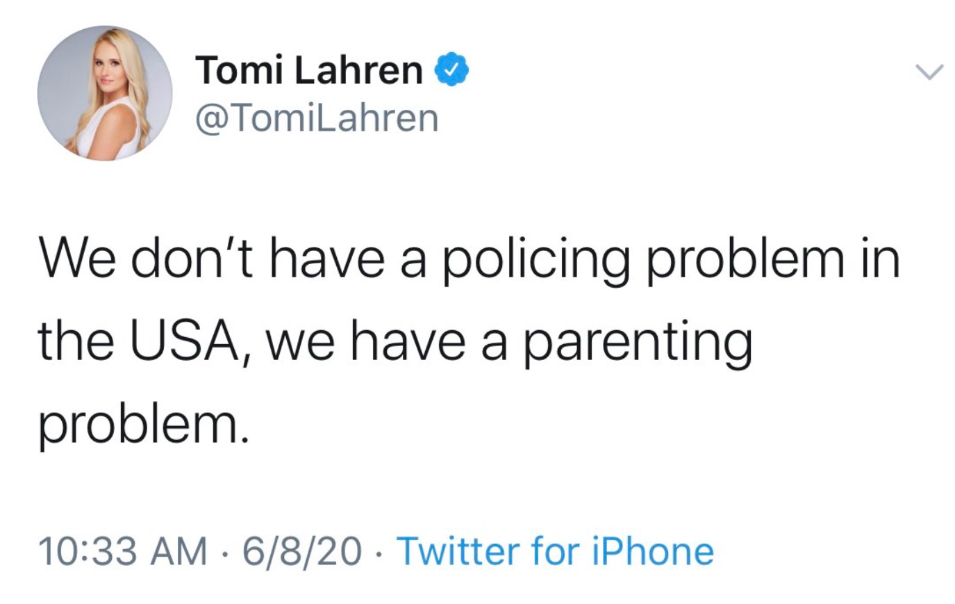 PHOTO Tomi Lahren Tries To Get Donald Trump's Attention By Saying We Don't Have A Policing Problem In The USA We Have A Parenting Problem