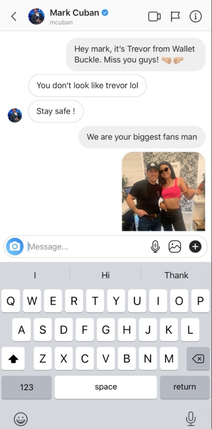 PHOTO Wallet Buckle Guy Messages Mark Cuban On Instagram Mark Says He Doesn't Look Like Trevor