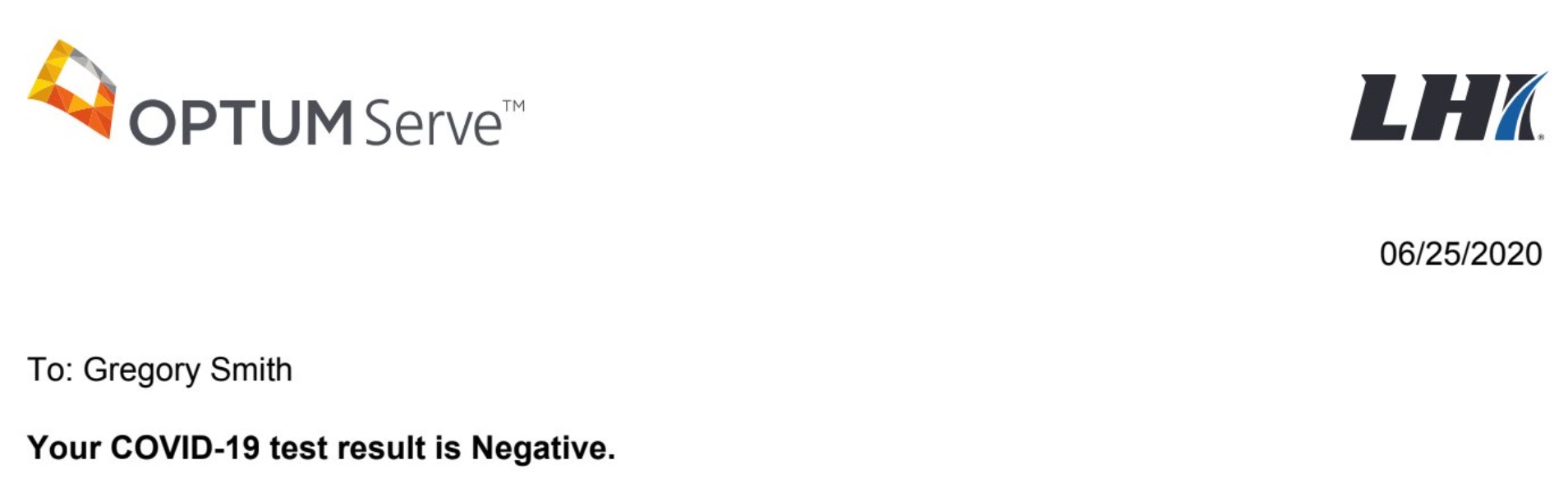 PHOTO What The Email From Optum Serve Looks Like When You Get Your COVID-19 Test Results