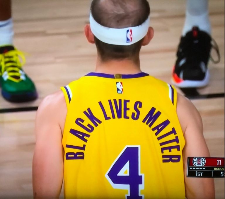 PHOTO Alex Caruso Wearing Black Lives Matter Lakers Jersey