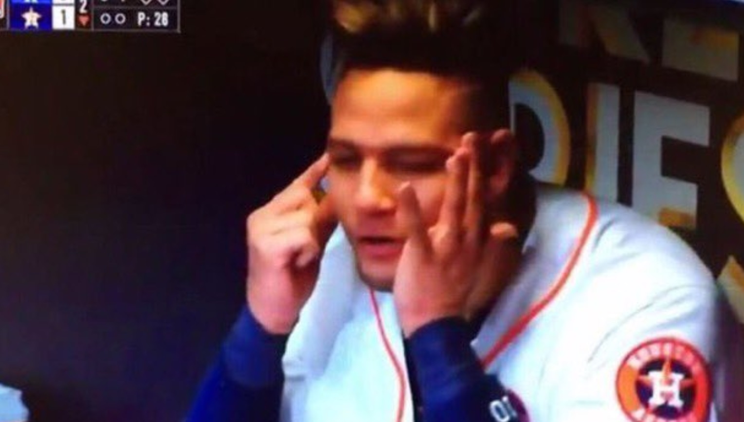 PHOTO Astros Player Making Racist Taunt