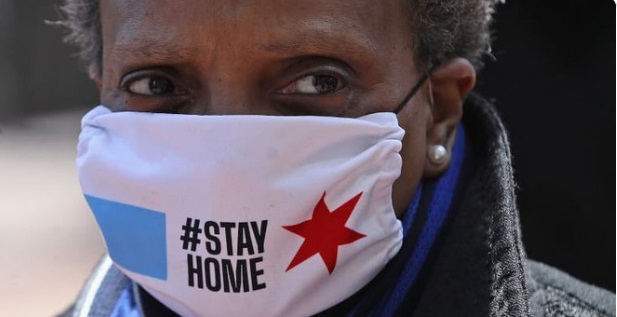 PHOTO Chicago Mayor Wearing A Stay Home Mask